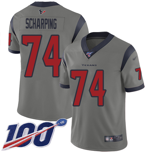 Houston Texans Limited Gray Men Max Scharping Jersey NFL Football #74 100th Season Inverted Legend